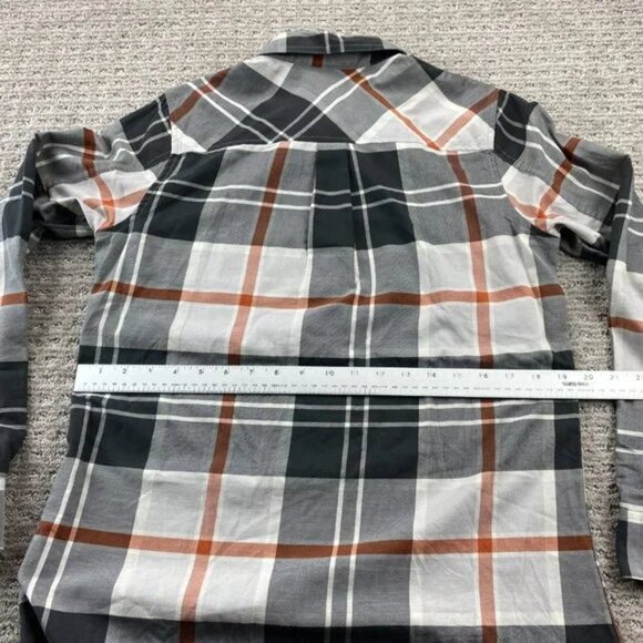 Patagonia Shirt Women Adult Medium M Gray Plaid 1/2 Half Button Up Long Sleeve - Picture 14 of 15